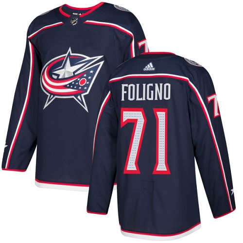 Adidas Men Columbus Blue Jackets 71 Nick Foligno Navy Blue Home Authentic Stitched NHL Jersey